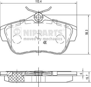 Nipparts N3612050 - Kit pastiglie freno, Freno a disco autozon.pro