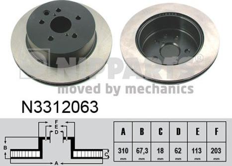 Nipparts N3312063 - Discofreno autozon.pro