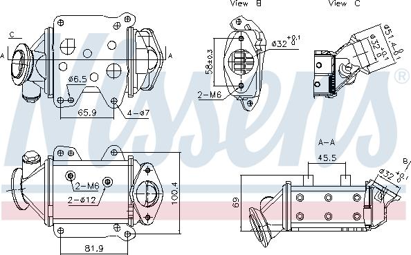 Nissens 989457 - Radiatore, Ricircolo gas scarico autozon.pro