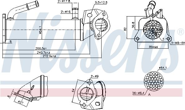 Nissens 989322 - Radiatore, Ricircolo gas scarico autozon.pro