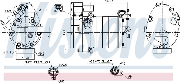 Nissens 891070 - Compressore, Climatizzatore autozon.pro