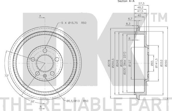 NK 254303 - Tamburo freno autozon.pro