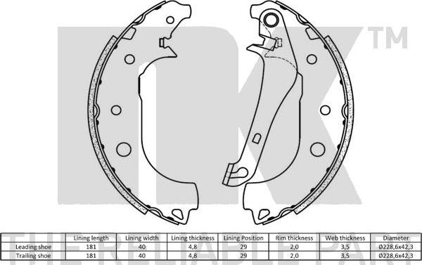 NK 2725849 - Kit ganasce freno autozon.pro