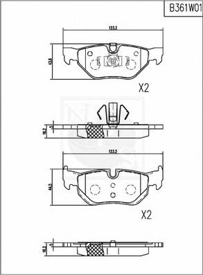 NPS B361W01 - Kit pastiglie freno, Freno a disco autozon.pro