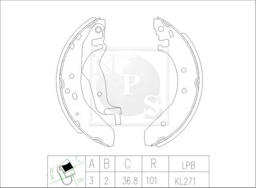 NPS H350A15 - Kit ganasce freno autozon.pro