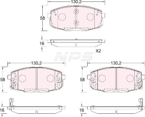 NPS H360I38 - Kit pastiglie freno, Freno a disco autozon.pro