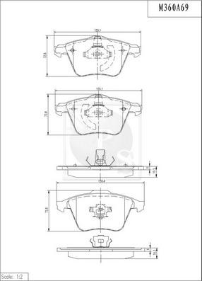 NPS M360A69 - Kit pastiglie freno, Freno a disco autozon.pro