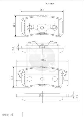 NPS M361I16 - Kit pastiglie freno, Freno a disco autozon.pro