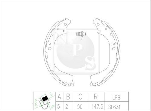 NPS N350N55 - Kit ganasce freno autozon.pro