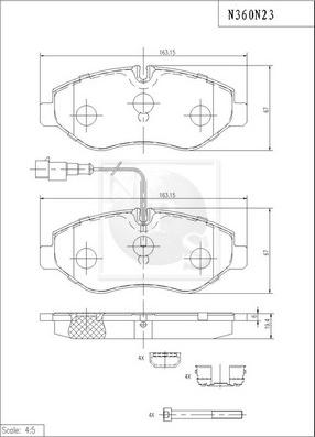 NPS N360N23 - Kit pastiglie freno, Freno a disco autozon.pro