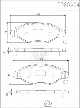 NPS P360A04 - Kit pastiglie freno, Freno a disco autozon.pro