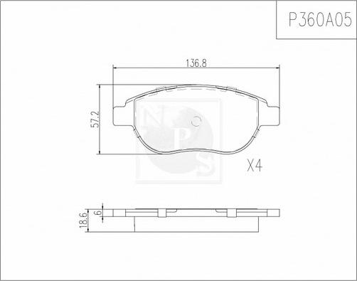 NPS P360A05 - Kit pastiglie freno, Freno a disco autozon.pro