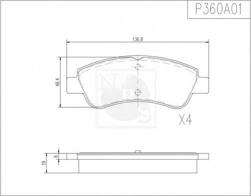 NPS P360A01 - Kit pastiglie freno, Freno a disco autozon.pro