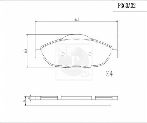 NPS P360A02 - Kit pastiglie freno, Freno a disco autozon.pro