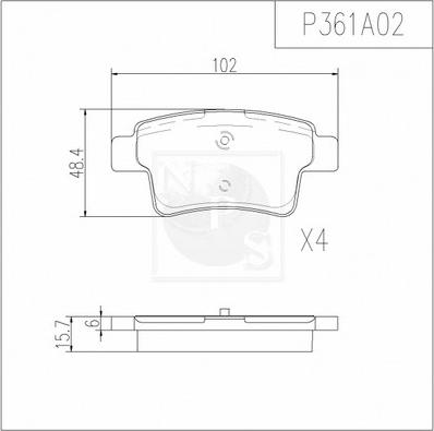 NPS P361A02 - Kit pastiglie freno, Freno a disco autozon.pro