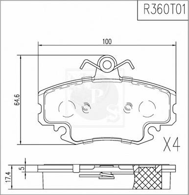 NPS R360T01 - Kit pastiglie freno, Freno a disco autozon.pro