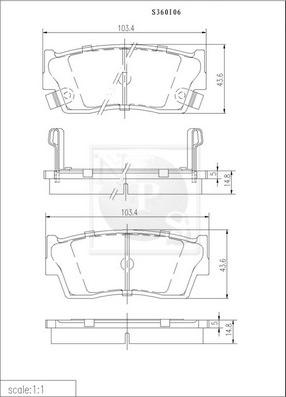 NPS S360I06 - Kit pastiglie freno, Freno a disco autozon.pro