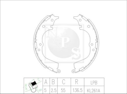 NPS T350A71 - Kit ganasce freno autozon.pro