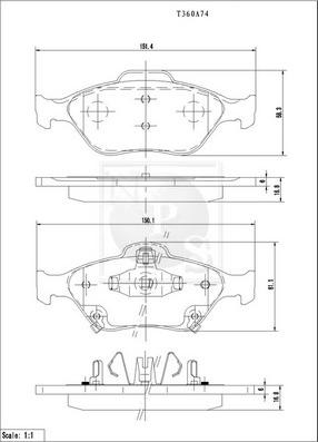 NPS T360A74 - Kit pastiglie freno, Freno a disco autozon.pro