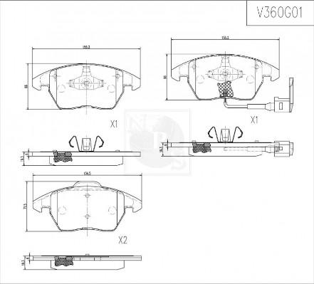 NPS V360G01 - Kit pastiglie freno, Freno a disco autozon.pro