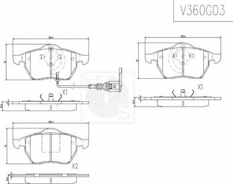 NPS V360G03 - Kit pastiglie freno, Freno a disco autozon.pro