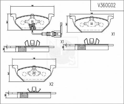 NPS V360G02 - Kit pastiglie freno, Freno a disco autozon.pro