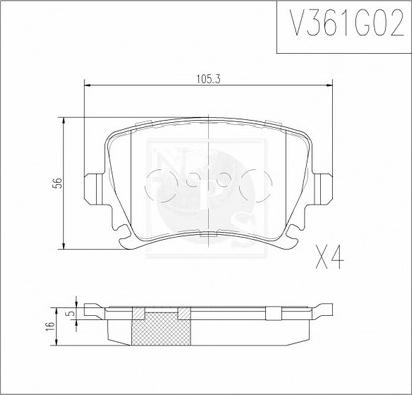 NPS V361G02 - Kit pastiglie freno, Freno a disco autozon.pro