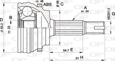 Open Parts CVJ5508.10 - Kit giunti, Semiasse autozon.pro