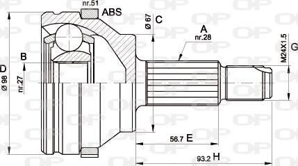 Open Parts CVJ5358.10 - Kit giunti, Semiasse autozon.pro