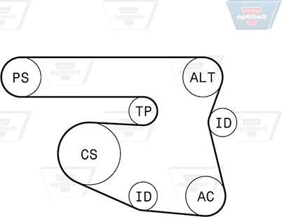 Optibelt 6 PK 1870KT1 - Kit Cinghie Poly-V autozon.pro