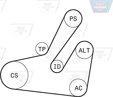 Optibelt 6 PK 1795KT2 - Kit Cinghie Poly-V autozon.pro