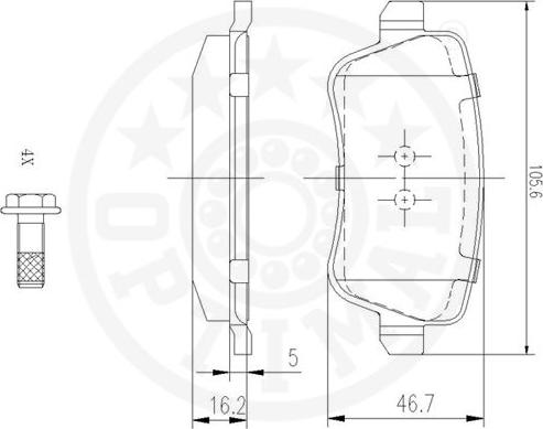 Optimal 12313 - Kit pastiglie freno, Freno a disco autozon.pro