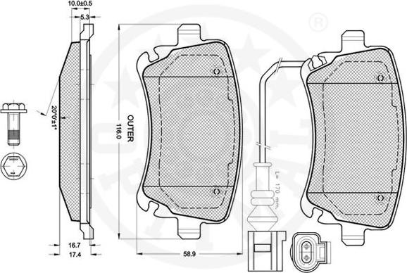 Optimal 12241 - Kit pastiglie freno, Freno a disco autozon.pro