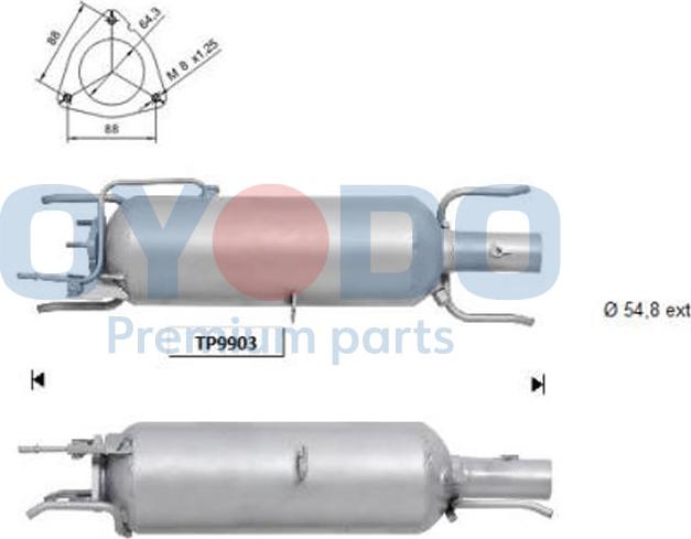 Oyodo 20N0020-OYO - Filtro antiparticolato / particellare, Impianto gas scarico autozon.pro