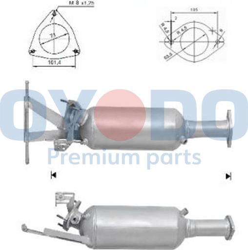 Oyodo 20N0072-OYO - Filtro antiparticolato / particellare, Impianto gas scarico autozon.pro