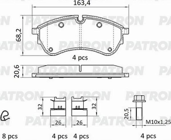 Patron PBP242 - Kit pastiglie freno, Freno a disco autozon.pro