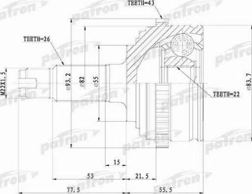 Patron PCV1288 - Kit giunti, Semiasse autozon.pro