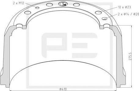 PE Automotive 466.000-00A - Tamburo freno autozon.pro