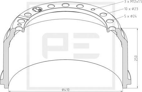 PE Automotive 016.400-00A - Tamburo freno autozon.pro