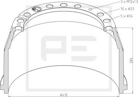 PE Automotive 016.402-00A - Tamburo freno autozon.pro