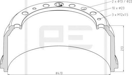 PE Automotive 036.404-00A - Tamburo freno autozon.pro