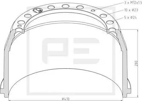 PE Automotive 036.402-00A - Tamburo freno autozon.pro