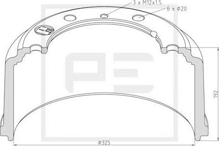 PE Automotive 036.416-00A - Tamburo freno autozon.pro