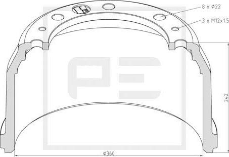 PE Automotive 036.418-00A - Tamburo freno autozon.pro