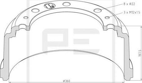 PE Automotive 036.417-00A - Tamburo freno autozon.pro