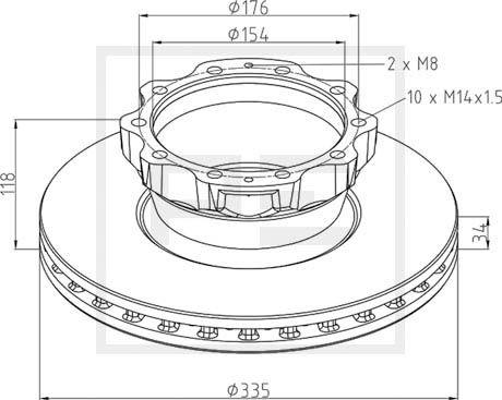 PE Automotive 036.125-00A - Discofreno autozon.pro