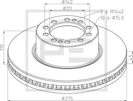 PE Automotive 256.053-00A - Discofreno autozon.pro