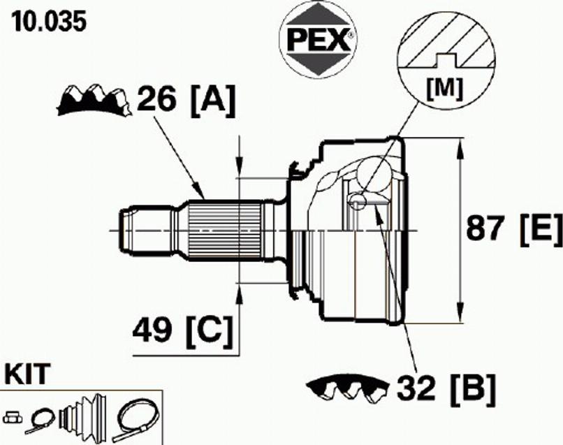 Pex 10.035 - Kit giunti, Semiasse autozon.pro