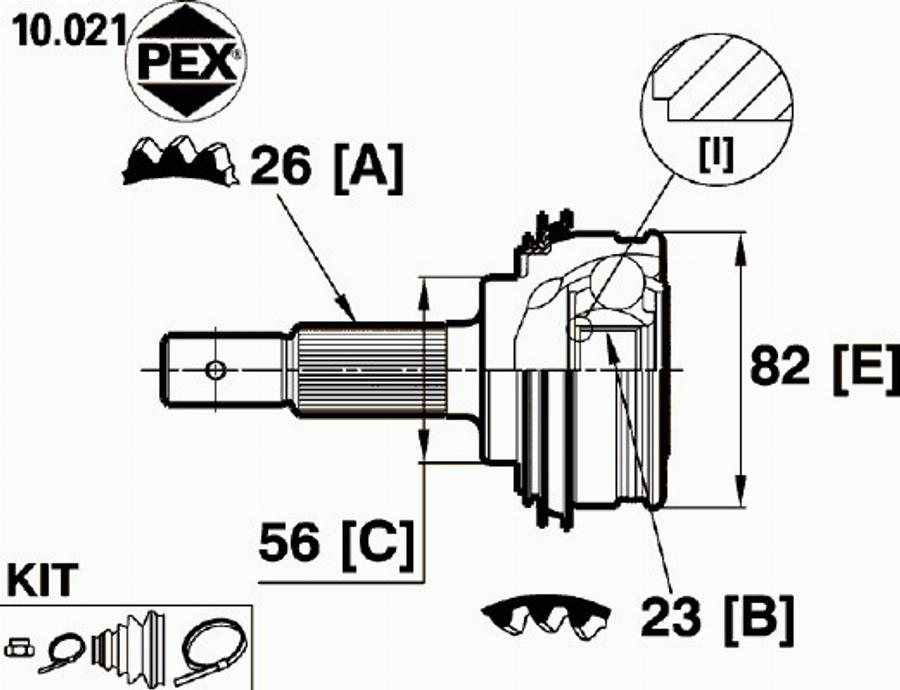 Pex 10.021 - Kit giunti, Semiasse autozon.pro