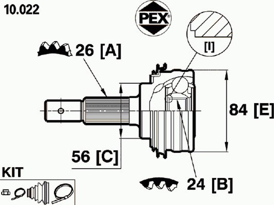 Pex 10.022 - Kit giunti, Semiasse autozon.pro